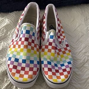 Vans Kids Colorful Checkered Slip-On Sneakers